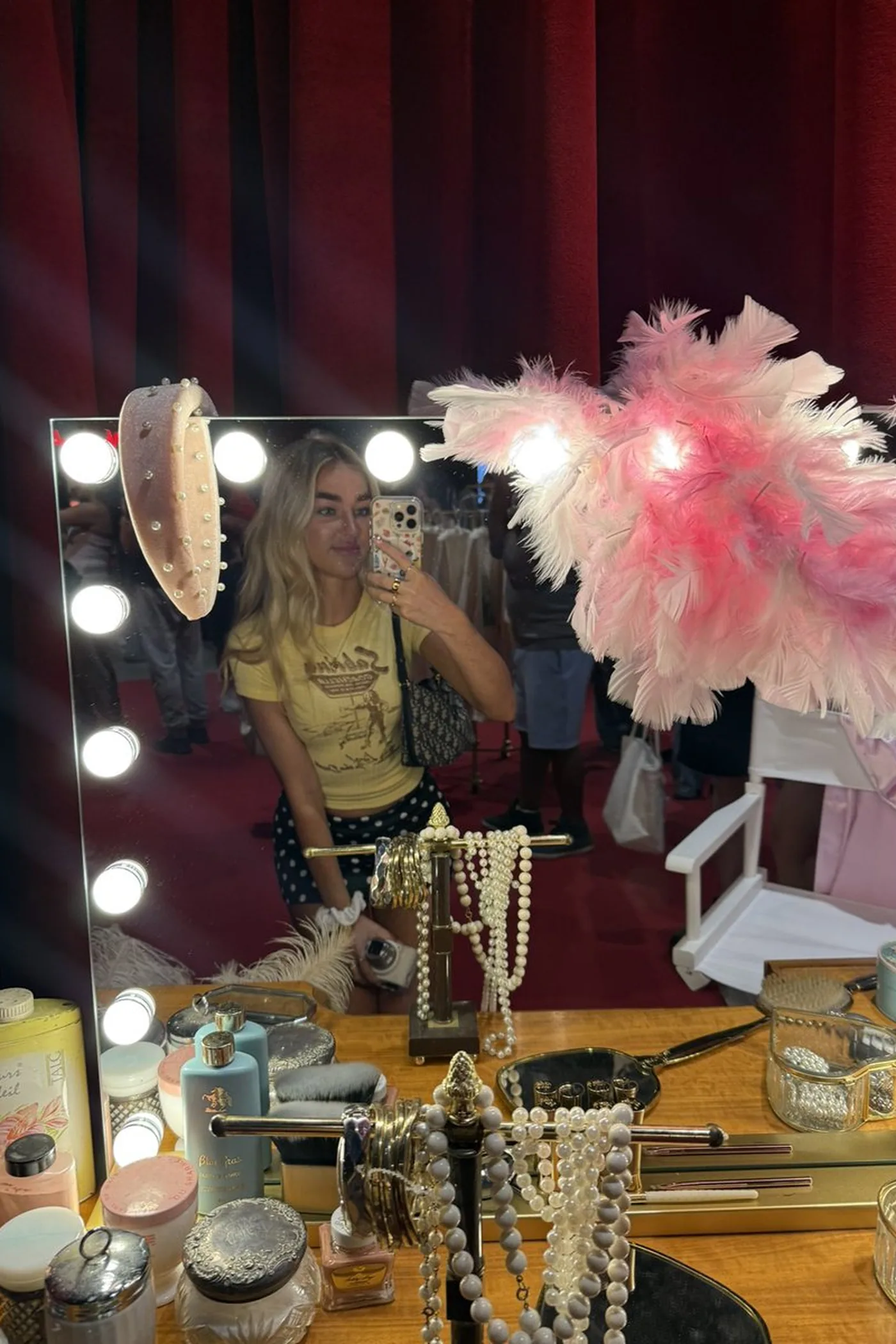 AB BAE, mirror selfie at a vanity table